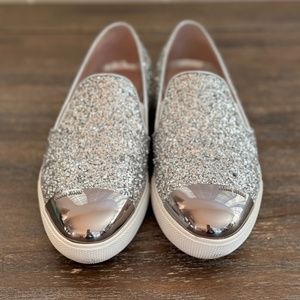 Miu Miu Silver Glitter Trainers in Size 35